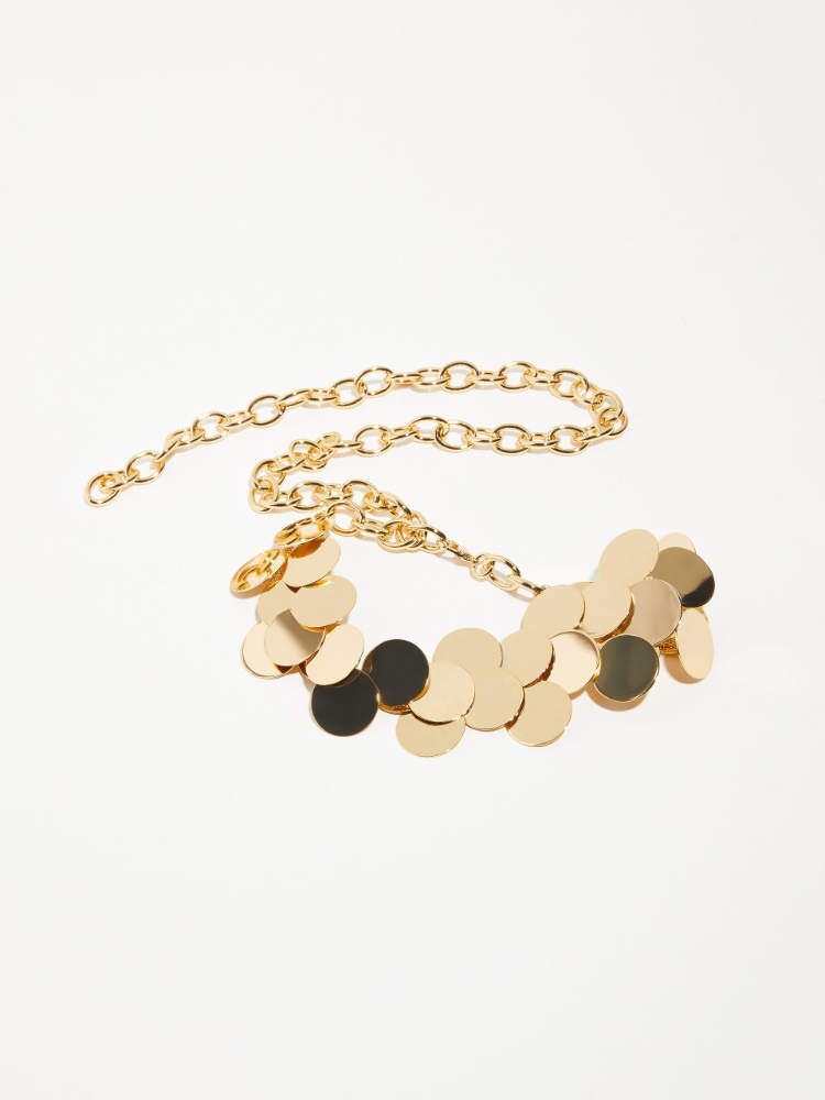 Crepon circle shirt, vanilla | MAX&Co. Mirrored metal belt - GOLD - MAX&Co.